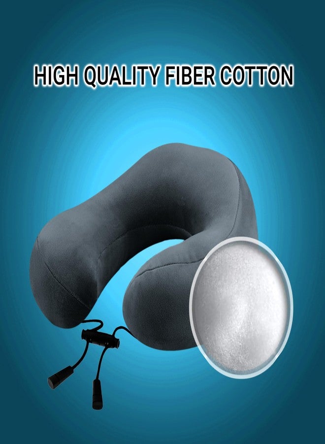 GREELI Super Soft Fiber Filled Neck Pillow for Travel Combo with Premium Eye Mask Neck Rest Pillow with 5 Years Warranty (Grey with Eye MASK) - Image 4